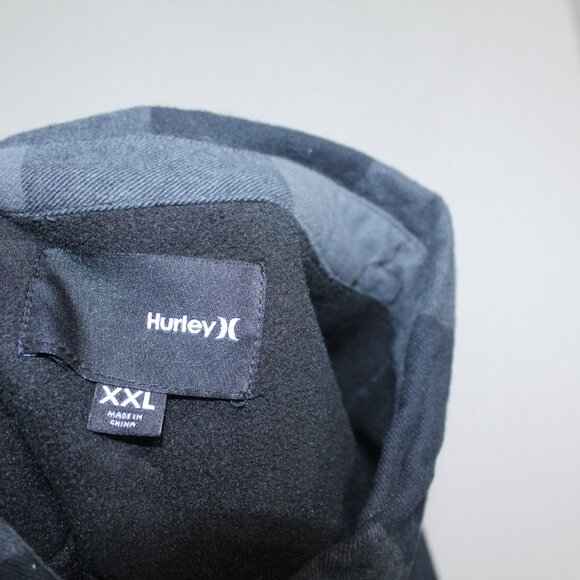Hurley Men Black and Green Flannel Jacket Long Sleeve Collared Size 2XL - Picture 8 of 9